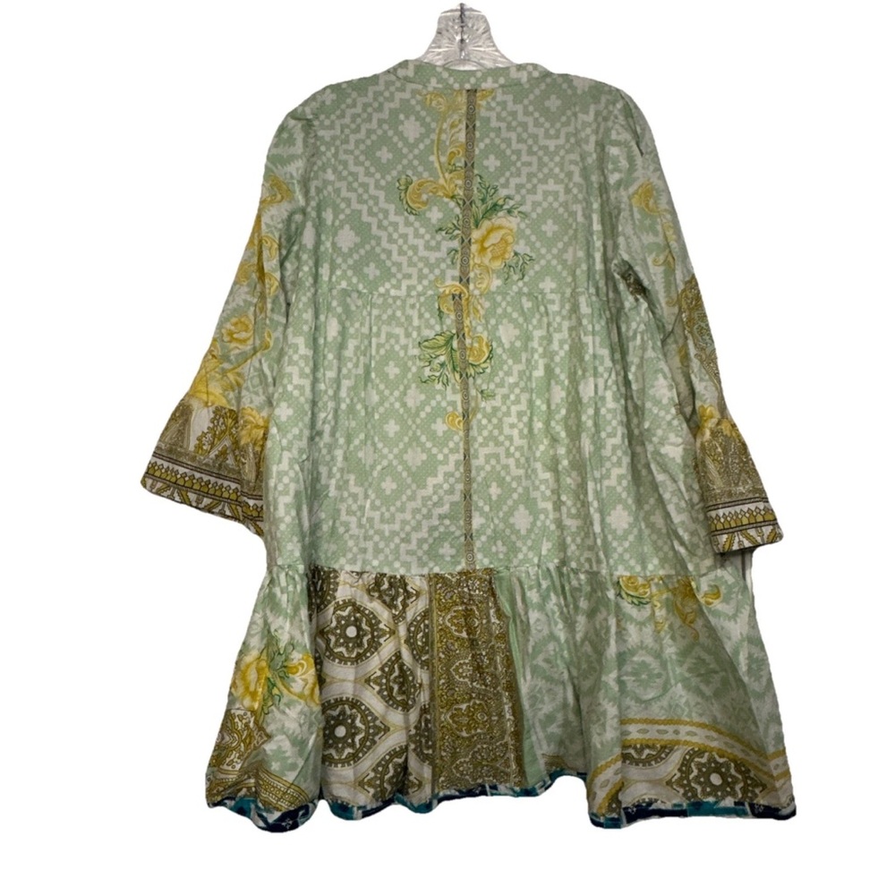 Bohemian Style Women’s M Tiered Mini Dress Tunic Paisley Floral Handmade Unique - Picture 3 of 11